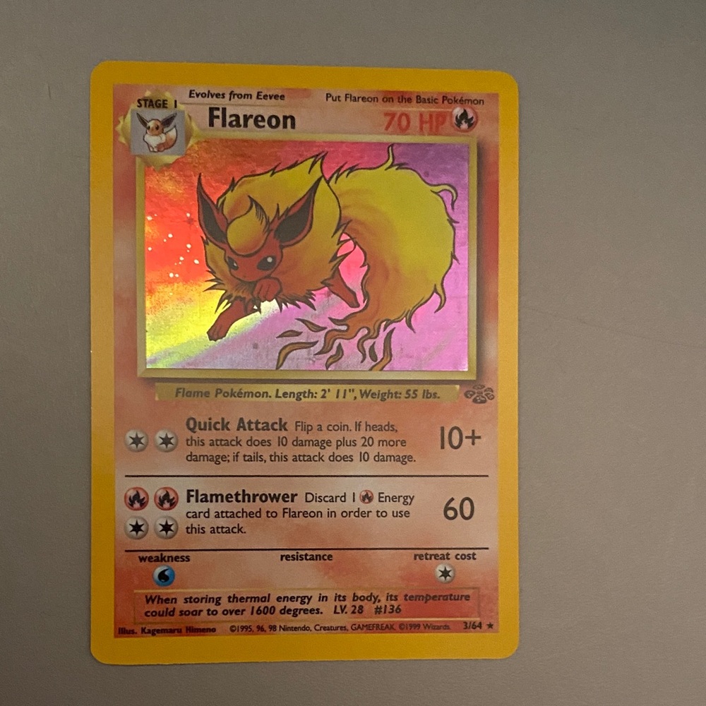 Pokemon Card - Flareon Jungle 3/64 Holo Rare